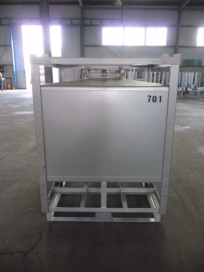 Tanque IBC de acero inoxidable para almacenamiento y transporte de productos químicos
